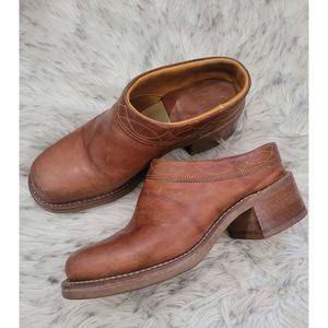 Frye Leather Heeled Mules, Women's 6